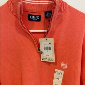 Chaps Men's Zip-Up Sweater in Coral